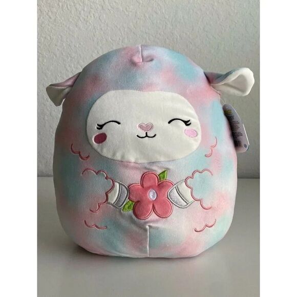 Squishmallow LULA The Easter Lamb Tie Dye Holding A Flower Canada Spring 12” NWT - Picture 1 of 9